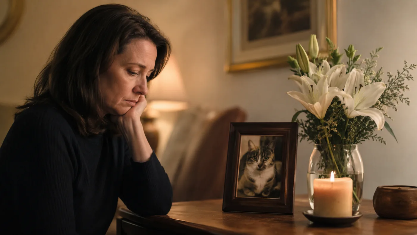 Pet owner remembering a beloved cat