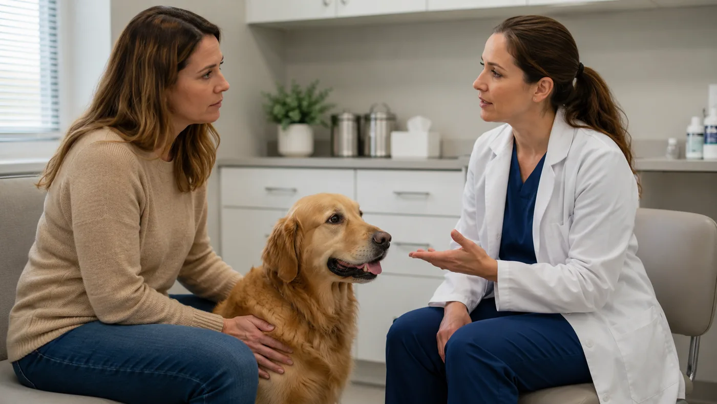 Veterinarian discussing aftercare choices